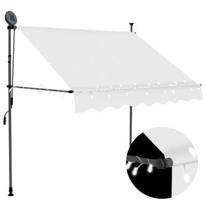 VidaXL Luifel handmatig uitschuifbaar met led 150 cm crèmekleurig