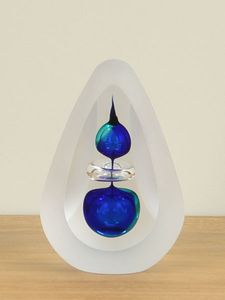 Glazen sculptuur kristal kobalt/aqua, nr. 42