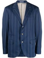 Brunello Cucinelli blazer boutonné à fines rayures - Bleu