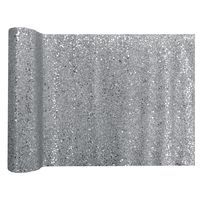 Tafelloper op rol - zilver glitter - 28 x 300 cm - polyester