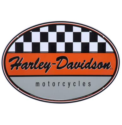 Harley-Davidson Racing Ovaalvormig Tinnen Bord LAATSTE STUKS