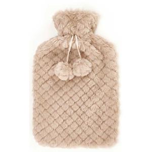 Giftdecor Warmwater kruik - 1.8 liter - pluche hoes in beige - winter kruiken - 22 x 35 cm