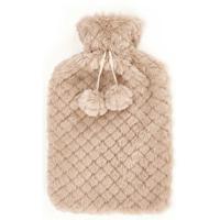 Giftdecor Warmwater kruik - 1.8 liter - pluche hoes in beige - winter kruiken - 22 x 35 cm