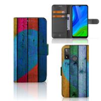 Huawei P Smart 2020 | Book Style Case | Wood Heart - Cadeau voor je Vriend