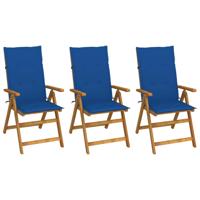 Tuinstoelen 3 st inklapbaar met kussens massief acaciahout