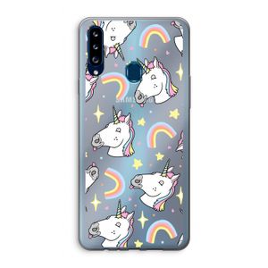 Rainbow Unicorn: Samsung Galaxy A20s Transparant Hoesje