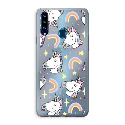 Rainbow Unicorn: Samsung Galaxy A20s Transparant Hoesje