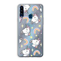 Rainbow Unicorn: Samsung Galaxy A20s Transparant Hoesje