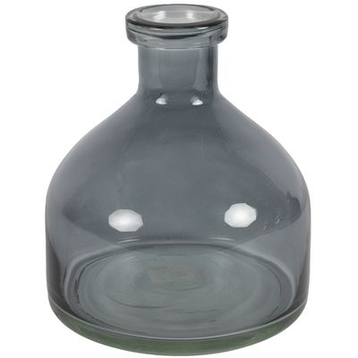 Bloemenvaas Low Bottle - transparant donkergrijs - glas - D18 x H20 cm