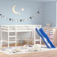 Kinderhoogslaper met glijbaan massief grenenhout wit 80x200 cm
