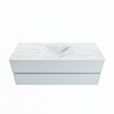 MONDIAZ VICA-DLUX 130cm badmeubel onderkast Clay 2 lades. Inbouw wastafel CLOUD midden 1 kraangat, kleur Opalo.