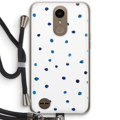 Blauwe stippen: LG K10 (2017) Transparant Hoesje met koord