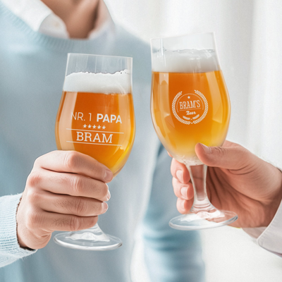 Bierglas op voet graveren - 2 stuks