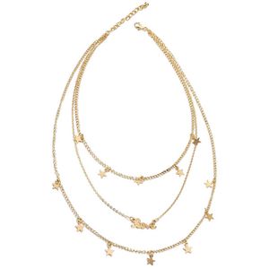 Gelaagde dames ketting goudkleurig Love Stars