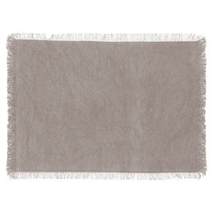 Secret de Gourmet placemats Kenya - 1x - lichtgrijs - 45 x 30 cm - katoen - met franjes