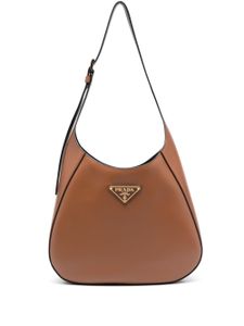 Prada sac porté épaule en cuir à logo triangulaire - Marron