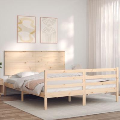 Bedframe met hoofdbord massief hout 160x200 cm