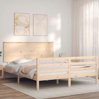 Bedframe met hoofdbord massief hout 160x200 cm