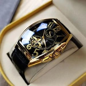 heren mechanisch horloge luxe grote wijzerplaat fashion business hol skelet automatisch zelfopwindend waterdicht lederen horloge Lightinthebox