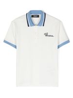 Versace Kids polo en piqué à logo brodé - Blanc