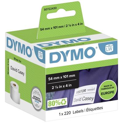DYMO S0722430 Rol met etiketten 101 x 54 mm Papier Wit 220 stuk(s) Permanent hechtend Verzendetiketten