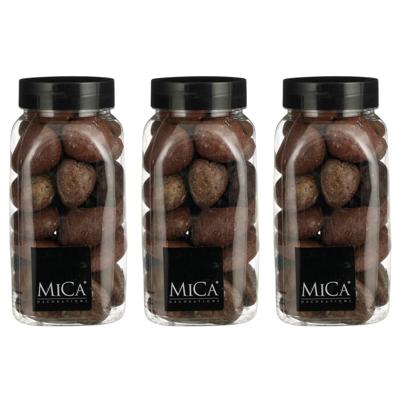 Mica Decorations decoratie stenen - 3x - 650ml - groot - bruin mix - hobby steentjes Mica Decorations decoratie stenen - 3x - 650ml - groot - bruin mix - hobby steentjes