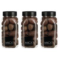 Mica Decorations decoratie stenen - 3x - 650ml - groot - bruin mix - hobby steentjes