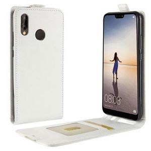 Huawei P20 Lite Verticale Flip Case met Kaartsleuf - Wit