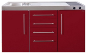 MPS4 150 Bordeauxrood met koelkast en 4 ladekasten RAI-9532