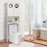 Ruimtebesparende Boven Het Toilet Badkamer Opbergrek X-vorm Dubbel-Deur Kast Opbergorganisator voor Wasruimte Wit