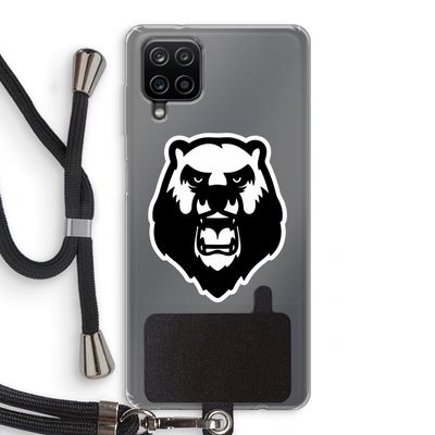 Angry Bear (white): Samsung Galaxy A12 Transparant Hoesje met koord