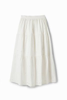 Midirok met broderie anglaise - WHITE - XL