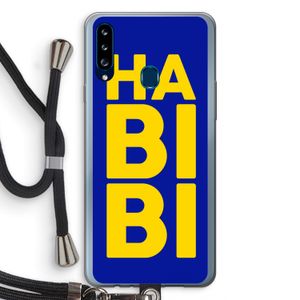 Habibi Blue: Samsung Galaxy A20s Transparant Hoesje met koord