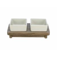 Voerbak voor honden Trixie CityStyle Bruin Grijs Keramisch Siliconen Hout MDF 2 x 400 ml - thumbnail