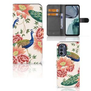 Telefoonhoesje met Pasjes voor Motorola Moto G62 5G Pink Peacock