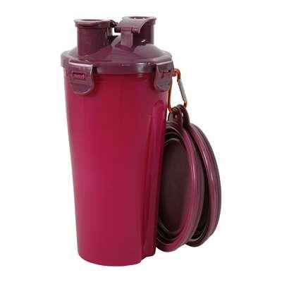 ZOLUX BVK 2IN1 REISSET FLES MET VOERBAK EN DRINKBAK ROOD