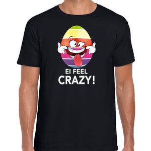 Vrolijk Paasei ei feel crazy t-shirt zwart voor heren - Paas kleding / outfit