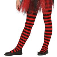Heksen verkleedaccessoires panty maillot rood/zwart voor meisjes - thumbnail