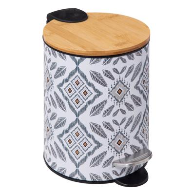 5Five Pedaalemmer Mystic - wit/grijs - 3 liter - metaal - 17 x 23 cm - voor toilet/badkamer