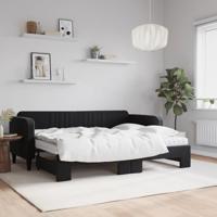 Slaapbank onderschuifbed en matrassen 80x200 cm fluweel zwart