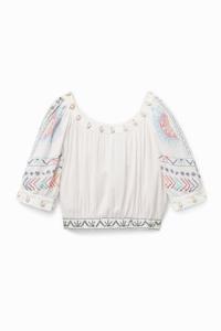 Cropped blouse - WHITE - M