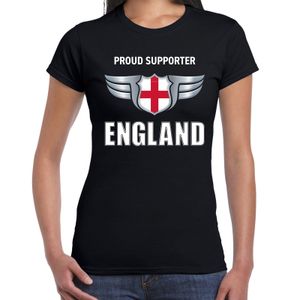 Proud supporter England / Engeland t-shirt zwart voor dames