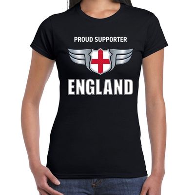 Proud supporter England / Engeland t-shirt zwart voor dames Proud supporter England / Engeland t-shirt zwart voor dames