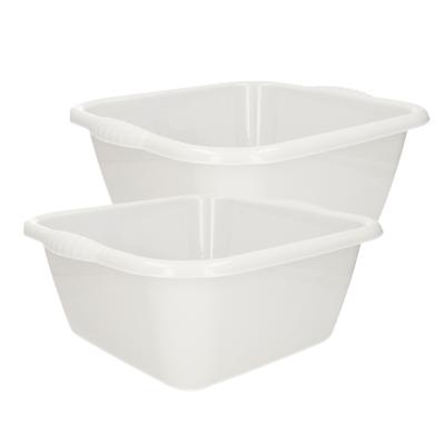 Plasticforte afwasteilen set - afwasbak - kunststof - 15 en 20 liter - Wit - huishoud emmers