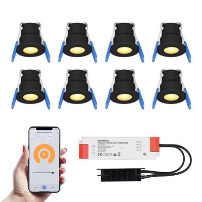 Set van 8 Milano Smart LED Mini Inbouwspots - Veranda spots - 12V 3W 200lm - Dimbaar - Wifi & Bluetooth - 2700K - IP65 waterdicht - Zwart