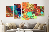Karo-art Schilderij -Gekleurde oliedruppels op water, 5 luik, 200x100cm, Premium print