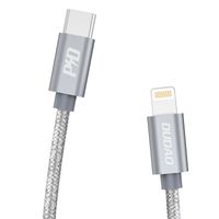 Dudao - USB-C naar Lightning nylon iPhone oplader - PD 45W Fast charge oplaadkabel - 1 Meter - Grijs - thumbnail
