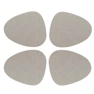 Unique Living placemats Floris lederlook - 4x - 39 x 30 cm - lichtgrijs - PU leather - tafel