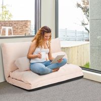 Vloerbank Inklapbaar 6-Traps Instelbare Vloerstoel met 2 Kussens Vloerzitkussen met Rugleuning Opklapbank Gestoffeerd Sofa Bed