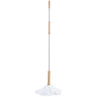 Urban Living Dweil vloermop - telescoopsteel - uitschuifbaar 85 tot 125 cm - wit/zalmroze